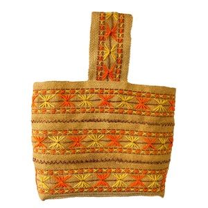60’s/70’s Embroidered Burlap Vintage Bag